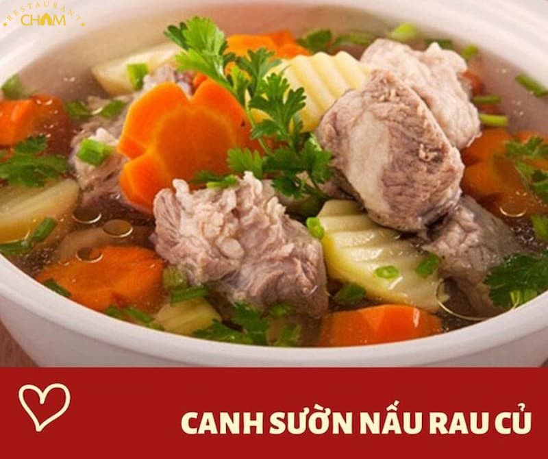 Canh sườn non nấu rau củ